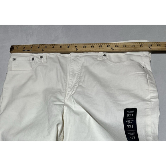 J Crew Factory Wide Leg Cop Jean Womens 32T Tall White Denim High Rise Raw Hem - Picture 4 of 9